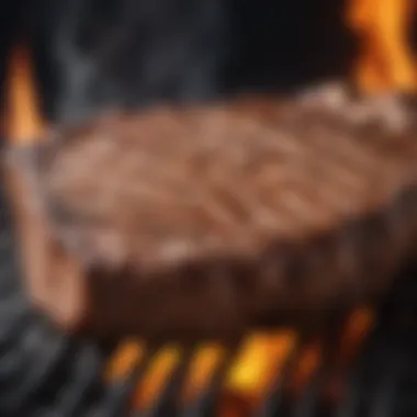 Sizzling steak on a grill, showcasing the perfect sear