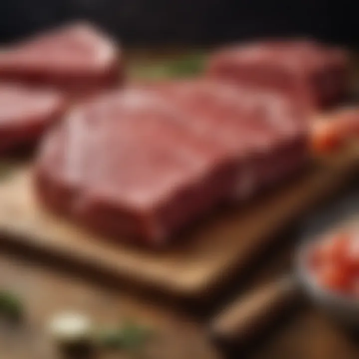 A collection of various beef cuts displayed artistically