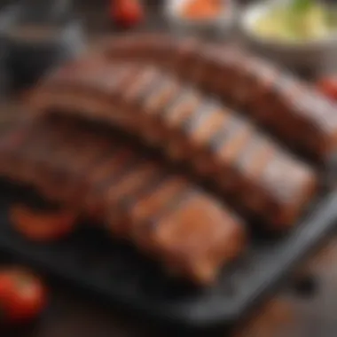 Perfectly grilled pork ribs with smoke ring