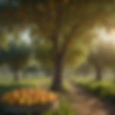 Fruit Orchards: Nature's Diversity A picturesque orchard displaying various fruit trees in different climates