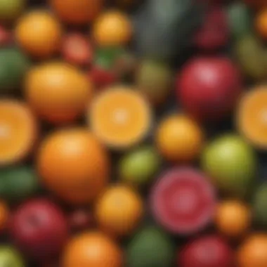 Tropical Fruits: A Colorful Diversity A vibrant display of tropical fruits showcasing their colors and textures