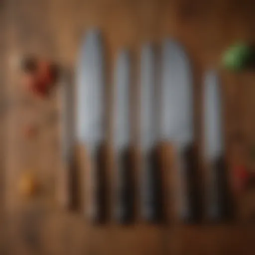 Collection of affordable chef knives displayed on a wooden surface
