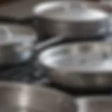 Close-up of the gleaming surface of All-Clad cookware showcasing its fine craftsmanship