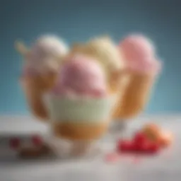 A vibrant display of traditional ice cream flavours in various bowls.