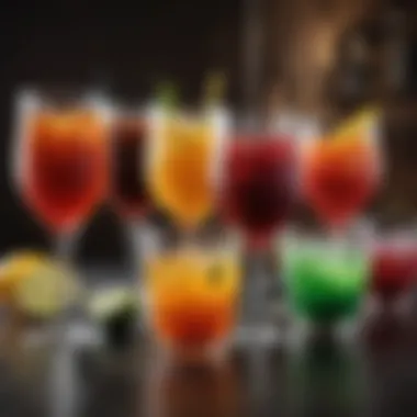 A colorful array of non-alcoholic beverages in stylish glasses