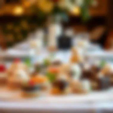 Artistic Display of Assorted Petit Fours Artistic display of assorted petit fours on a table set for a gathering