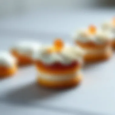 Intricate Icing on Petit Four Close-up of a single petit four showcasing intricate icing and delicate design