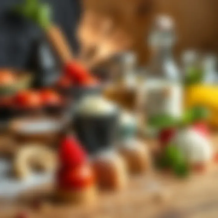 Selection of high-quality ingredients laid out for making petit fours
