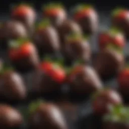 Decadent chocolate covered strawberries arranged beautifully.