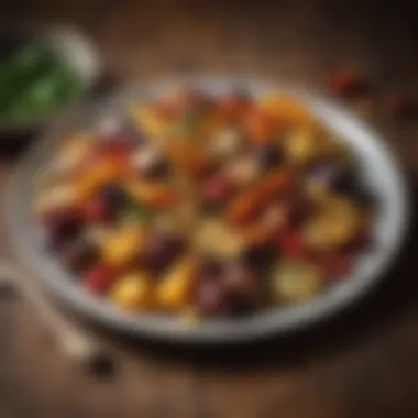 Vibrant Roasted Vegetable Medley A beautifully arranged plate of colorful roasted vegetables