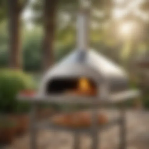 Compact and sleek portable pizza oven outdoors