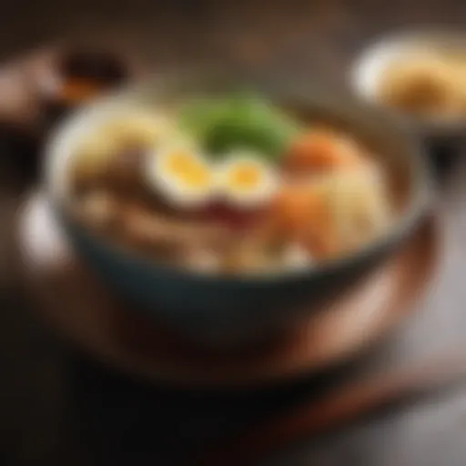 A vibrant bowl of authentic ramen topped with traditional ingredients