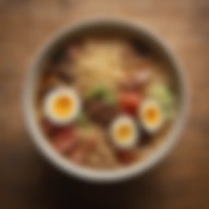 A beautifully presented bowl of gourmet ramen with exquisite toppings