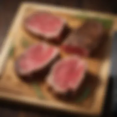 Premium Steak Cuts Selection of premium steak cuts displayed on a wooden board