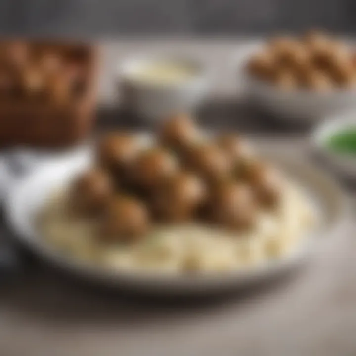 A tempting plate of Beyond Meat Swedish meatballs served with creamy sauce