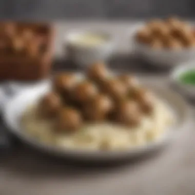 Beyond Meat Swedish Meatballs in Creamy Sauce A tempting plate of Beyond Meat Swedish meatballs served with creamy sauce