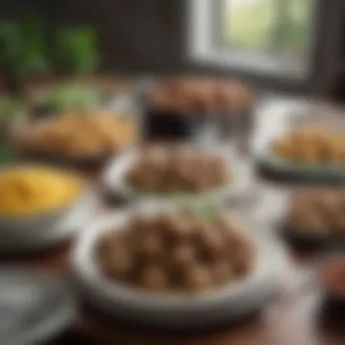 Vibrant Table Setting with Beyond Meat Swedish Meatballs A vibrant table setting featuring Beyond Meat Swedish meatballs and sides