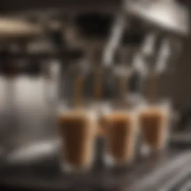 Detailed Look at Brewing Mechanism Close-up of a coffee dispenser highlighting its brewing mechanism