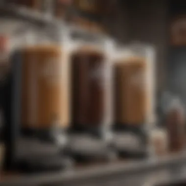 Diverse Coffee Dispensers in Use Variety of big coffee dispensers set in a commercial environment