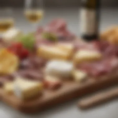 A beautifully arranged cheese and charcuterie board paired with Butter Chardonnay