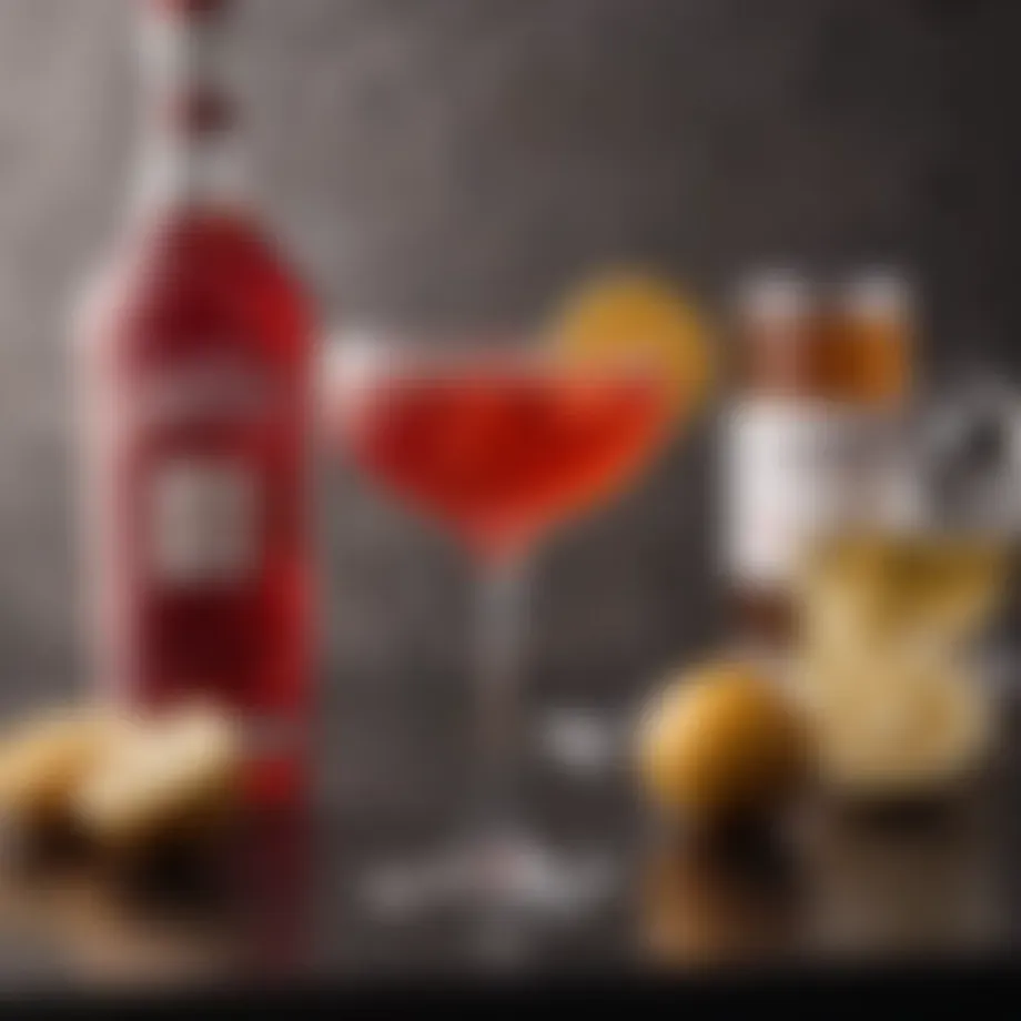 Elegant presentation of the Campari Champagne cocktail in a stylish glass