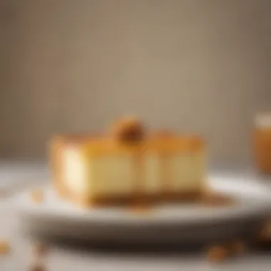 A close-up of a perfectly baked Carnegie cheesecake with a golden crust