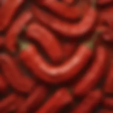 Close-up of cayenne pepper’s texture and color