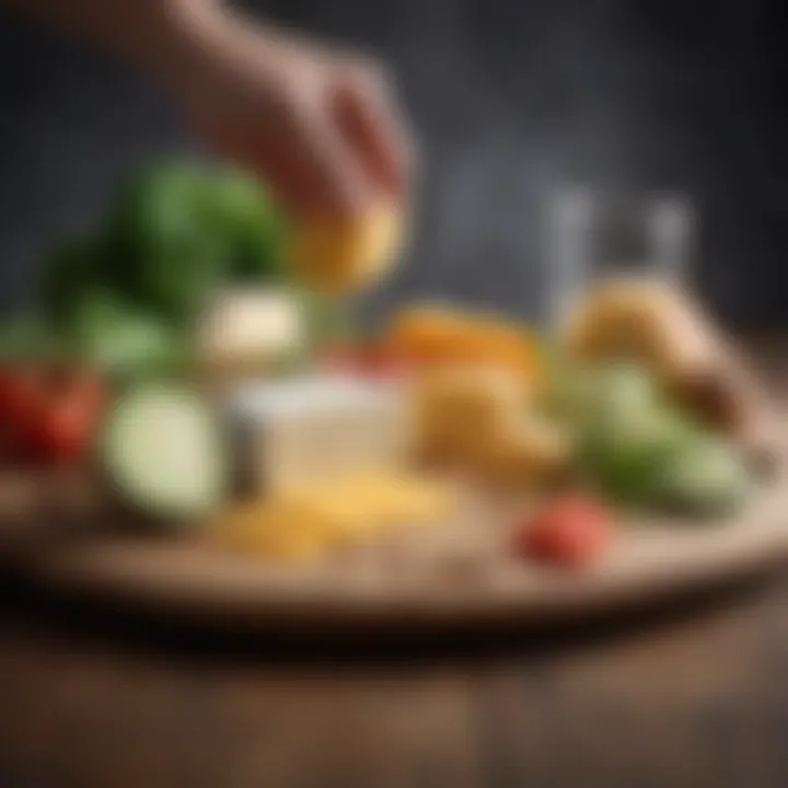 A balanced plate with cheese and vegetables