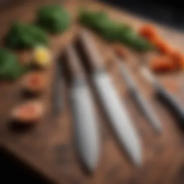 Maintenance tools for chef knives arranged neatly