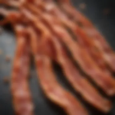 A close-up view of crispy bacon strips