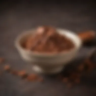 Rich cocoa powder displayed in a beautiful bowl