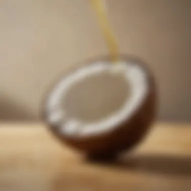Coconut Frying Oil in Context A close-up view of coconut frying oil in a glass container