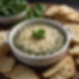 A vibrant bowl of cold spinach artichoke dip garnished with fresh herbs