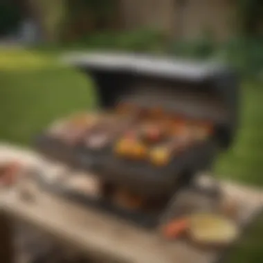 Compact foldable BBQ grill stored for convenience