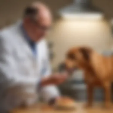 Vet examining a dog