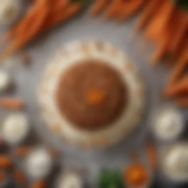 Close-up of freshly grated carrots and essential baking ingredients