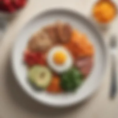 Balanced Meal for Diabetes Management A beautifully arranged plate of balanced diabetic meal.