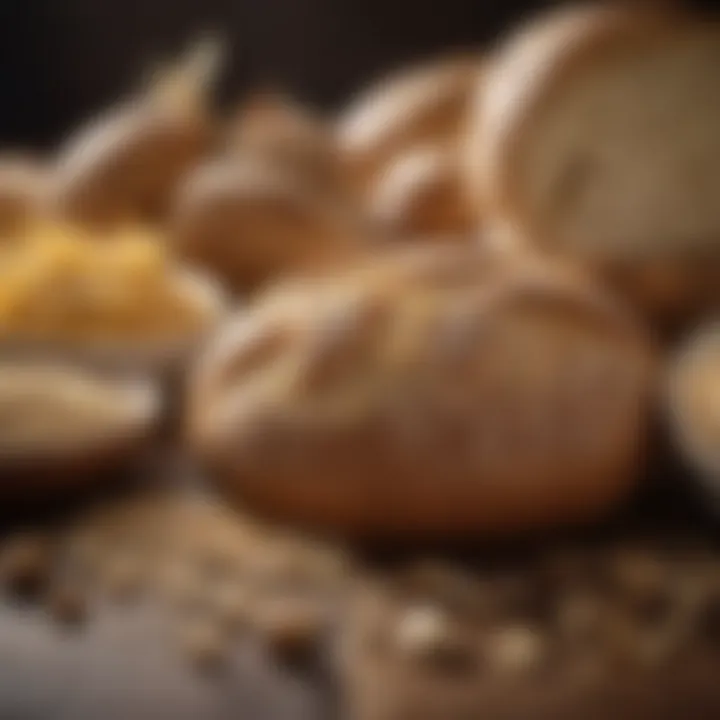 Close-up of various grains and ingredients used in bread making