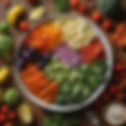 A vibrant vegetable medley on a plate showcasing different colors and textures