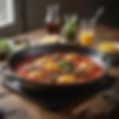 Showcasing the Tramontina cast iron skillet with vibrant colors