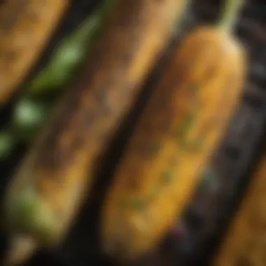 Seasoned corn on the grill with herbs