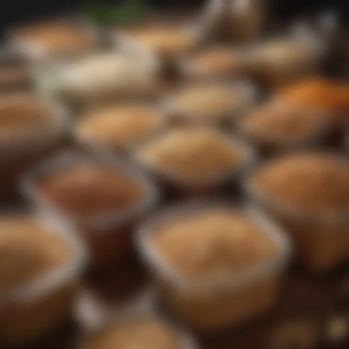 Storage containers filled with cooked farro