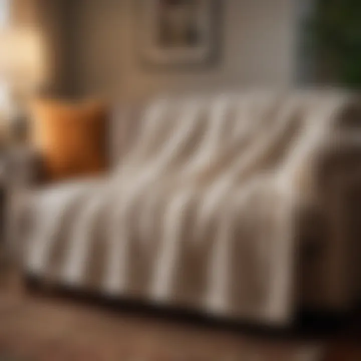 Luxurious Costco fuzzy blanket displayed elegantly on a couch