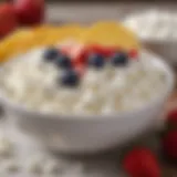 Close-up of a bowl of cottage cheese with fresh fruits illustrating digestion health.