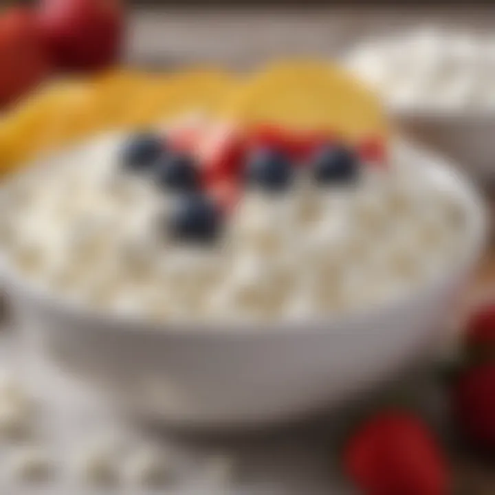 Close-up of a bowl of cottage cheese with fresh fruits illustrating digestion health.