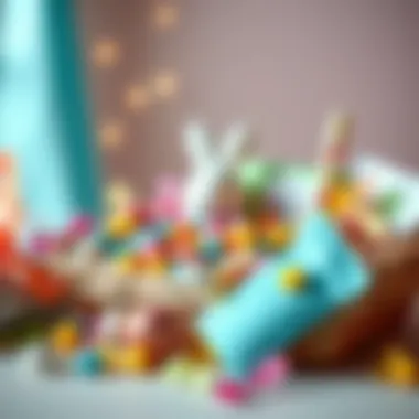 Creative Easter Gifting Layout Creative layout of candies and thematic items for Easter gifting