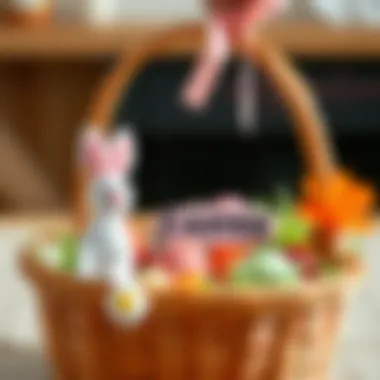 Personalized Basket Decorations Close-up of personalized decorations on an Easter basket