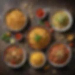 A variety of pasta types displayed in a rustic setting