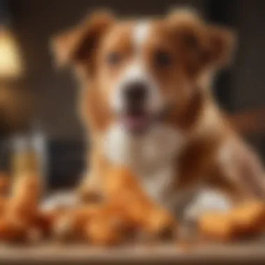 A joyful dog enjoying a homemade sweet potato chicken treat