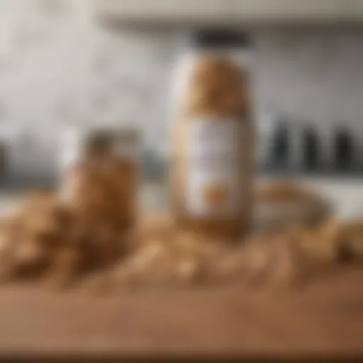 A variety of wholesome dog biscuit ingredients laid out on a kitchen counter.